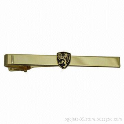 Tie Bar/Clip, Made of Brass with Soft Enamel, Customized Logos are Welcome